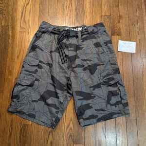 Denali Mens 34 Camouflage Cargo Shorts Grey Black Camo Hiking Belted Stretch